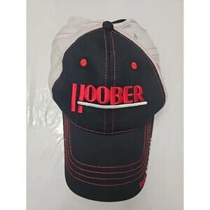 HOOBER Red EST. 1941 Equipment Black Strapback Adjustable Hat Cap Mesh